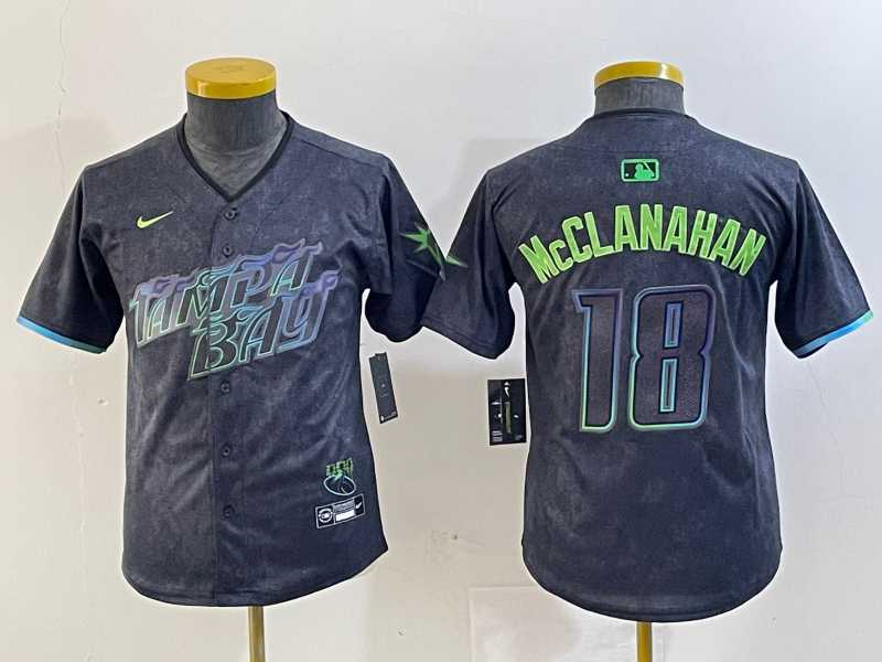 Youth Tampa Bay Rays #18 Shane McClanahan Charcoal 2024 City Connect Limited Cool Base Jersey,We sell and wholesale Youth Tampa Bay Rays #18 Shane McClanahan Charcoal 2024 City Connect Limited Cool Base Jersey on line form chian!